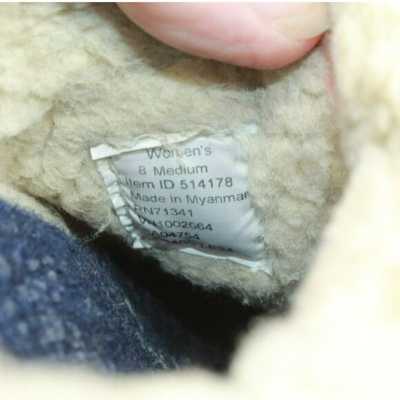 LL Bean White Knit Slip On Wicked Good Shearling Lined Cozy Slippers Size 8 M - Picture 8 of 9